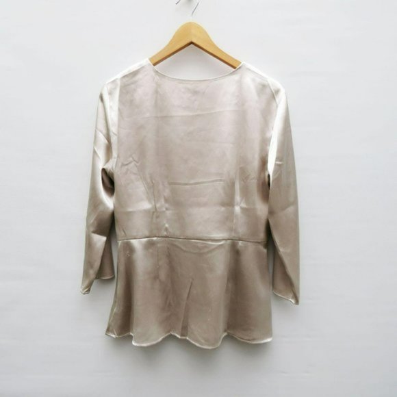 Ann Taylor Silver Ivory Wrap Blouse, Size Medium - Picture 3 of 13